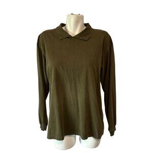 CP Shades Green Collared Oversized Long Sleeve Shirt Size Medium 100% Cotton